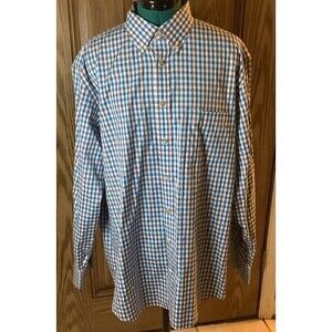 Charles Tyrwhitt Shirt Mens Large Blue Gingham Weekend Non Iron Classic Fit